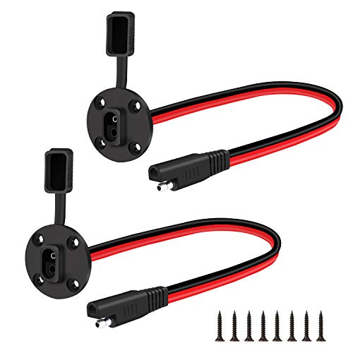 yarachel SAE Cable Connector - SAE Power Socket Sidewall Port, Solar Weatherproof SAE Quick Connect Solar Panel Mount, 12AWG SAE Cable with 8 Screws for Solar Generator Battery Charger