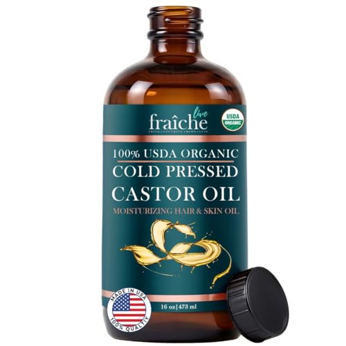 Live Fraiche Organic Castor Oil – 16oz Cold-Pressed for Lashes & Brows