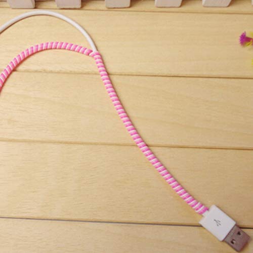 Image of Spiral Cable Protector, Data Cable Protective Sleeve, Headphone Saver, Charger Protective Cover, Wire Repair /Strain Relief Cable Wrap Tube for USB Data Cable Headphone Cable (Blue+Pink)