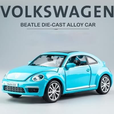 Image of Volkswagan Beetle Model Car with Box, Zinc Alloy Pull Back Toy car with Sound and Light for Kids Boy Girl Gift [Colors as Per Stock]