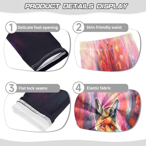 Toddler Girls Leggings Printed Yoga Pants Leggings Red Flower Fox for Kids3