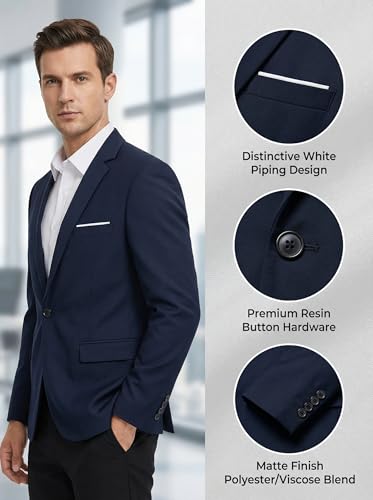 Beninos Mens Blazer Jacket Slim Fit Casual One Button Sport Coats