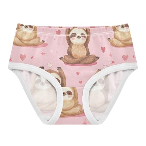 Wusikd Sloths Doing Yoga Girls' Underwear Cotton Pink Hearts Girls Briefs Soft Toddler Underwear 2T
