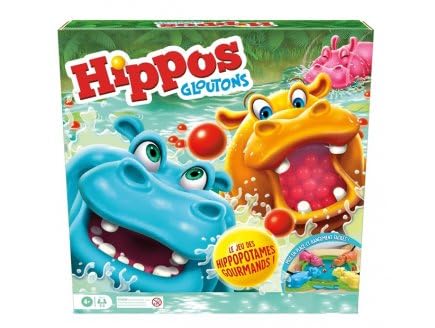 Hippos gloutons 2 a 4 Joueurs - Nouvelle Version, Rangement Facile - Jeu Societe Enfant Rigolo - Set Plateau Hippopotame et Carte