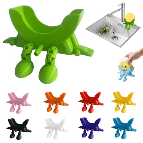 Cute Smiley Hanging Sponge Holder with Drainage 3D Printed Sponge Holder Funny Sponges Stand for for Scrub Daddy Holders Kitchen Sink Accessories Organizer Storage Utility Declutter Gadgets (A)
