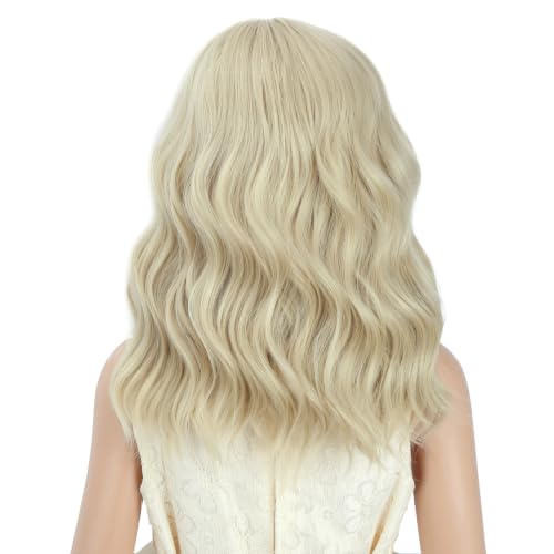 Image of PATTNIUM Blonde Wig for Kids Girls Light Blonde Wig Child Short Curly Wavy Wig Cosplay Halloween Party Costume Heat Resistant Synthetic Wigs