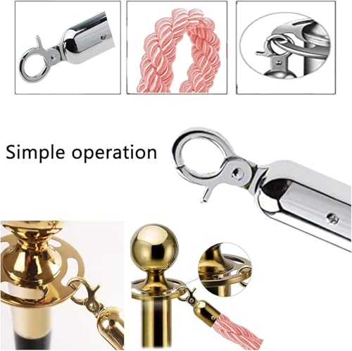 Cordas de barreira de fila de corda de suporte de prata, corda de controle de multidão, corda de cân