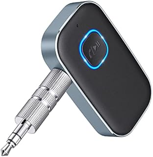 COMSOON Bluetooth AUX Adapter for Car, Noise Reduction Bluetooth 5.0 Receiver for Music/Hands-Free Calls, Wireless Audio Receiver for Home Stereo/Speaker, 16H Battery Life/Dual Connect (Black+Gray)