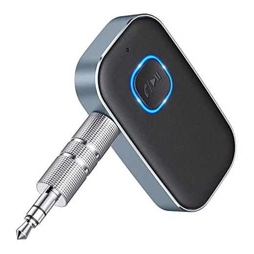Comsoon [2021 Upgraded] Bluetooth AUX Adapter for Car, Noise Cancelling Bluetooth 5.0 Music Receiver for Home Stereo/Wired Headphones/Hands-Free Calls, 16H Battery Life, Dual Connect-Black+Gray