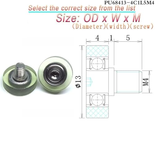 Roulement rigide à billes polyuréthane 10mm OD galet de guidage fileté M3 - 4