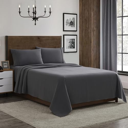 Sábanas de franela 100 % algodón tamaño matrimonial, juego de sábanas de franela cálidas y acogedoras para invierno, ropa de cama de algodón cepillado suave para máxima comodidad, juego de sábanas