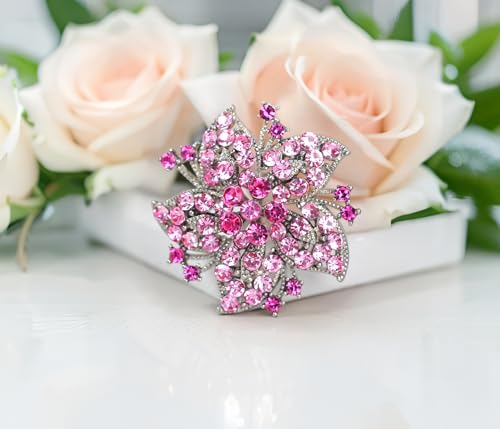 Image of Gyn&Joy Womens Crystal Rhinestones Lily Floral Wedding Flower Brooch Pins