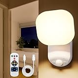 Closet Lights Battery Operated, Rechargeable Wall Lights, Motion Sensor Light Indoor LED Lamp with Remote, Magnetic Wireless 3Color Temperatures & Dimmable Light for Closet Porch Stairs Hallway Garage