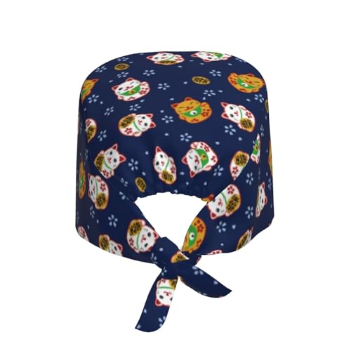 Image of Working Cap Scrub Cap with Sweatband Adjustable Unisex Women Tie Back Hat Nurse Surgical Caps