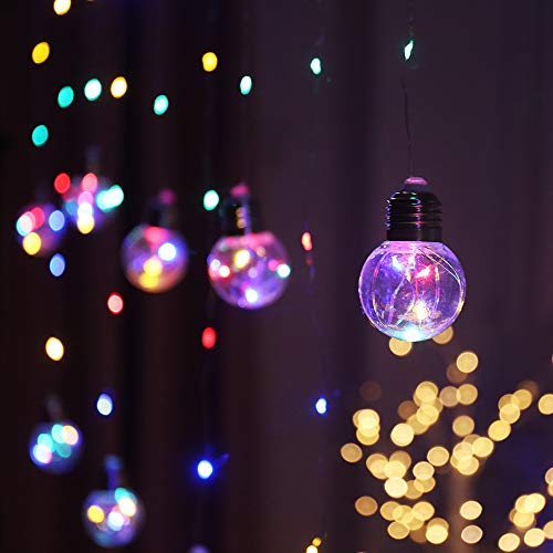Wishing Ball Curtain Twinkle Starry Light 8 Modes Usb Remote, Led Window Curtain String Light For Wedding Party, Bedroom, Christmas Decorations (Four Color) #TOP2