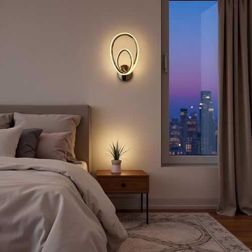Image of Modern LED Ring Wall Lamp | Luxury Gold Finish Wall Light for Living Room & Bedroom | Warm White Decorative Wall Sconce