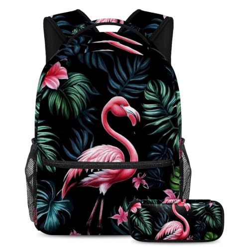 Ensemble cartable Art Jungle Flamingo sac à dos et trousse, le cadeau de rentrée idéal