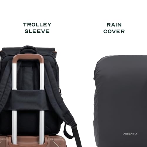 Image of Assembly Arto Laptop Backpack for Men Women 15.6 Inch Quilted Office Travel Bag with Trolley Sleeve Business Travel Bag