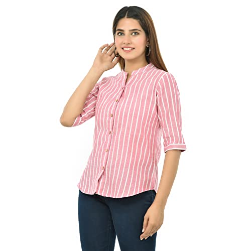 Image of Women /Girls Cotton Stripe Regular Fit Shirts Pack of 2
