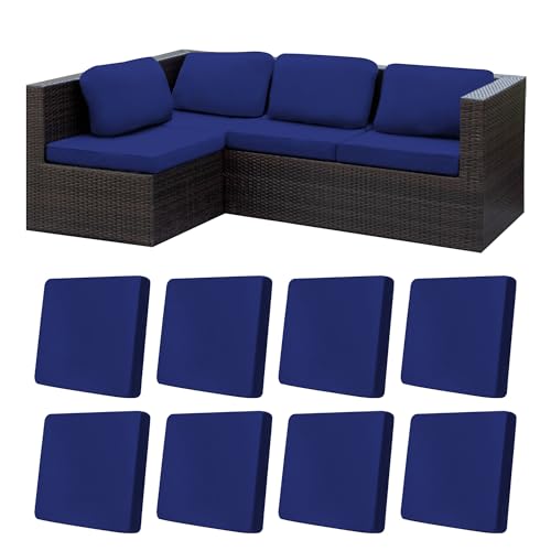 Image of 8Pcs Stretch Patio Cushion Covers,Outdoor Couch Covers Replacement,Outdoor Couch & Sofa Slipcovers,for Patio Furniture Cushion Covers,Washable Reusable Furniture Protector (Lake Blue, Cover Only)