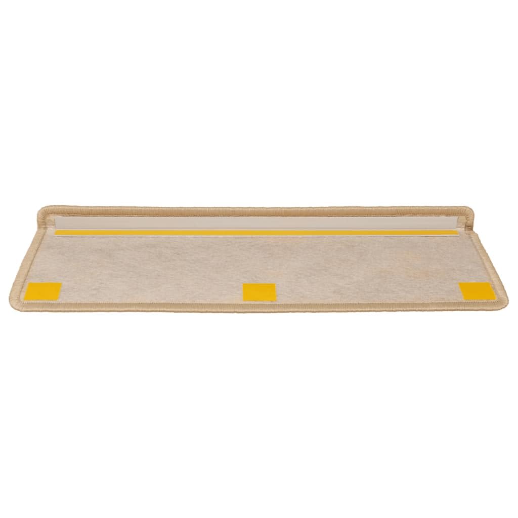 vidaXL Tapis d'Escalier Autocollants 15 pcs, Protections d'Escalier Antidérapantes, Moquettes de Marches Insonorisantes, 65x21x4 cm Beige Clair
