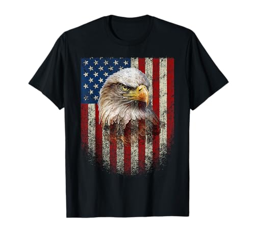American Flag Bald Eagle Patriotic Red White Blue T-Shirt