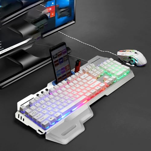 Teclado Gamer QIYUDS88 USB Retroiluminado Blanco miniatura 2