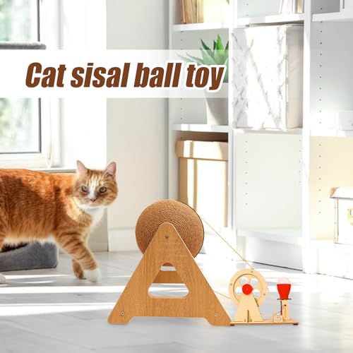 Jouet interactif pour chaton avec LED à manivelle et balle en corde de sisal