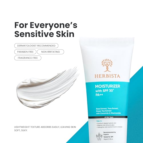 Image of Moisturizer with SPF 30+ PA++ | Botanical Barrier Care with Ceramide & Niacinamide, Enriched with Rose, Yuzu & Green Tea | Face & Body, Non-Comedogenic, Unscented