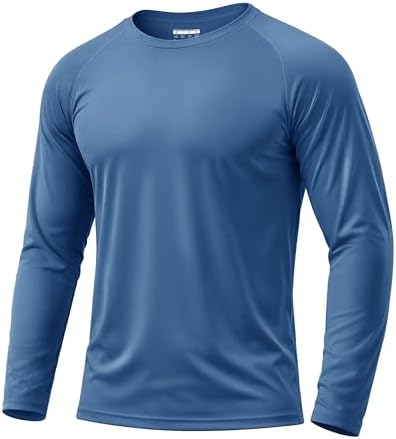 Boladeci Mens Swim Shirts Rash Guard Long Sleeve UPF 50+ UV Protection Clothing SPF Sun Shirts Block Sun-Screen T-Shirts Tops for Men Hiking Water Fishing Blue Grey