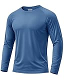 Boladeci Athletic Shirts for Men UPF 50 Long Sleeve Sun Protection Uv Shirts for Men Cooling Workout Shirts Long Sleeve T Shirt Rash Guard Blue Grey L