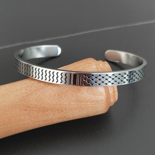 Palestine Keffiyeh Bracelet Arab Shemagh Scarf Stainless Steel Arm Cuff for Women Men Ethnic Arabic Bangles 18K Gold Plated Islamic Jewelry Ramadan Gift2