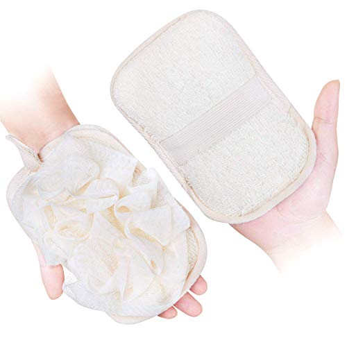 mikimini Bath Mitt for Women, Bath Pouf Mesh Brushes 1 PC Upgraded Version | Loofah Sponge & Exfoliating Pad 2 in 1 Professional Design | Exfoliating Gently with The Elastic (1 Pack)