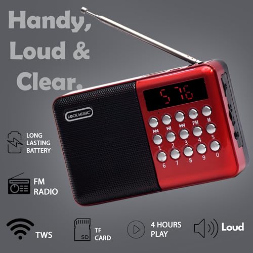 Image of Fire Turtle Pocket Blast FM Radio with Bluetooth Speaker with Powerful Sound,FM Recording, Antenna, 6w-12 Hours (USB Charging) and Number Pad (AUX, SD Card, USB Input) (615 FM)