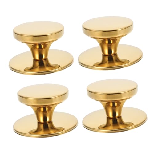 Mikinona 4 Piezas Pomo de Acero Inoxidable para Tapa de Olla Resistente al Calor de Recambio para Cocina Fácil Instalación y Agarre Cómodo
