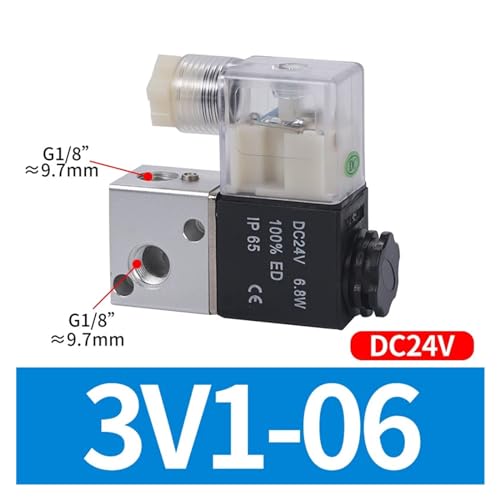 Electroválvula neumática de 3 vías NC 3V1-06 con bobina de DC24V 3