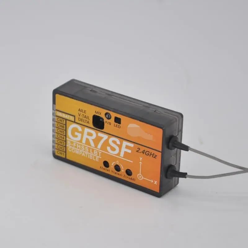 Odbiornik RC GR7SF 7CH S-FHSS z 3-osiową stabilizacją żyroskopową | 6.8ms Low Latency 2.4GHz Model Airplane Component with Built-in V-Tail and Delta Mixer Support(GR7SF- S-FHSS)
