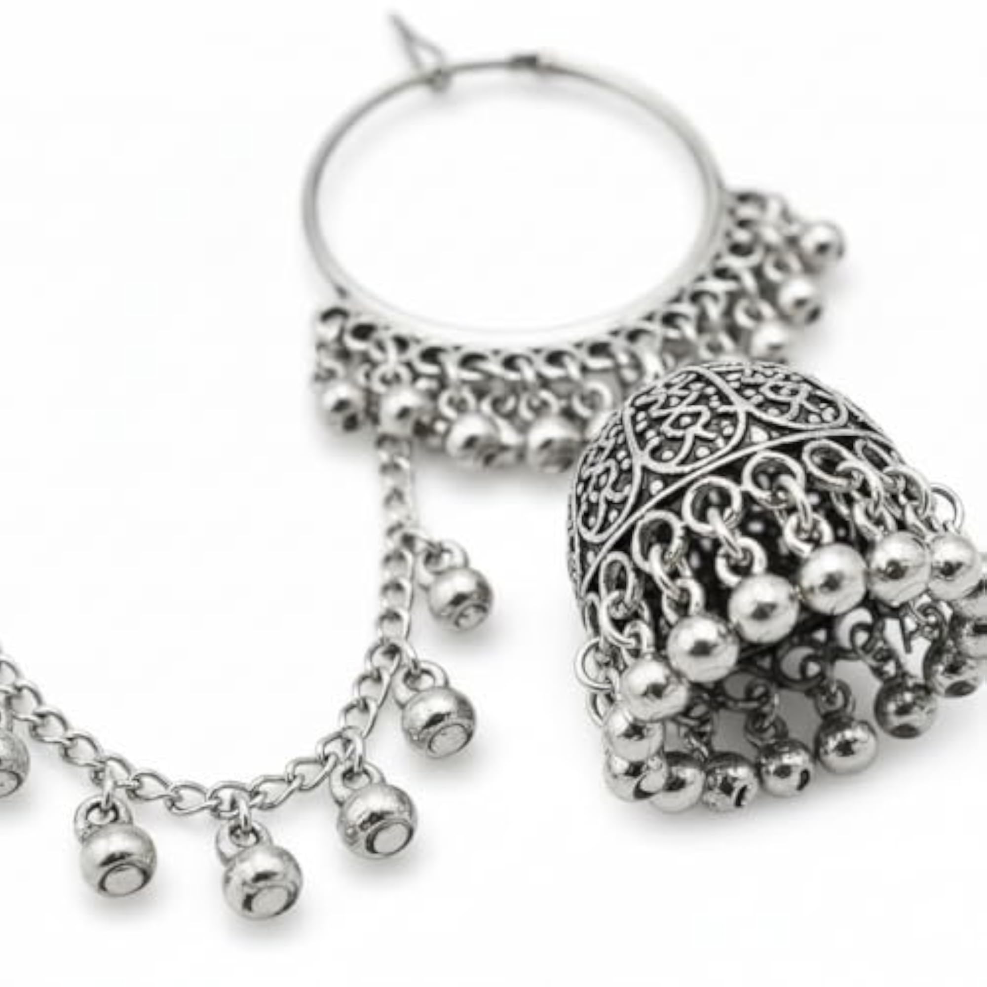 Hoop Jhumka Earrings for Women, Traditional Chandbali Style