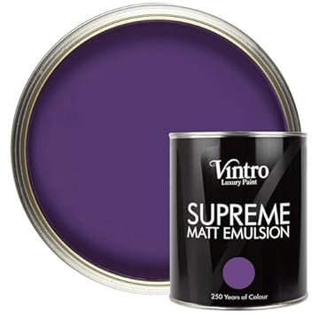 Vintro | Luxury Matt Emulsion | Smooth Chalky Finish | Multi Surface Paint | for Walls, Ceilings, Wood and Metal | 1L (Purple (Royal Purple))