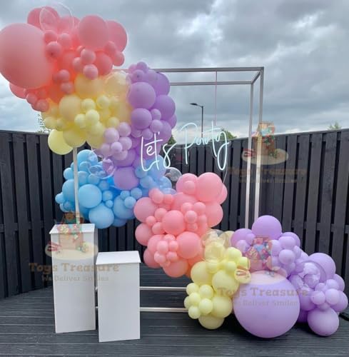 Image of 104Pcs Happy Birthday Decoration Kit - Pastel Rainbow Balloons with Happy Birthday Banner for Kids Party Celebration Decorations