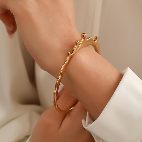 Gold Bangle for Women - 18K Gold Plated Stainless Steel Love Friendship Crystal Bracelets with Cubic Zirconia2