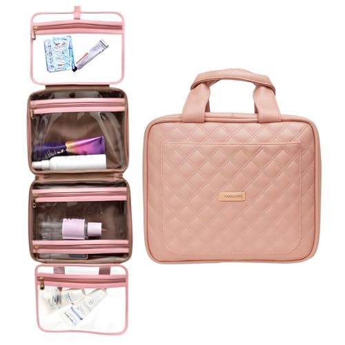 Image of Handcuffs Toiletry Bag Women Korean Style Travel Makeup Cosmetic Organizer Big Size More Space Professional Toiletry Bag Foldable (Pink)