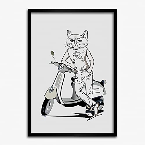 Cadre photo chat mâle 50x70 cm en bois MDF Tulup pour affiche