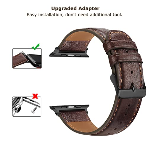 Tasikar Compatible with Apple Watch Strap 49mm 46mm 45mm 44mm 42mm Genuine Leather Replacement Bracelet Band Compatible with iWatch Ultra 3 2 1 SE Series 11 10 9 8 7 6 5 4 3 - Image 3