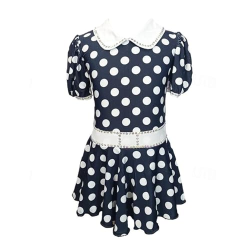 JRUIA Black,XXL,Kids Figure Ice Skating Training Dress Short Sleeve Gymnastics Activewear Girls Outdoor Sport Roller Skate Skirt