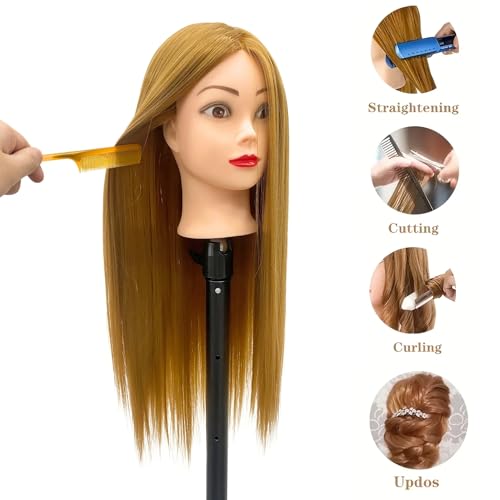 2634-2834 light auburn hair mannequin head practicing braiding cosmetology mannequin head with hair for styling training head for group practice braids skills and have fun