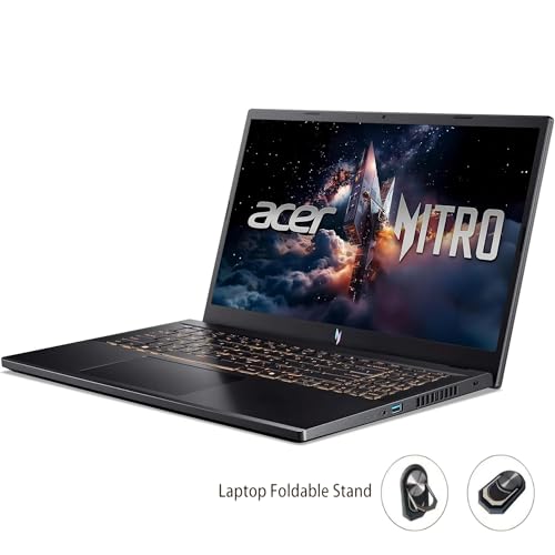 Image of acer Nitro V Gaming Laptop, 15.6 inch FHD (1080P) Display, 165Hz, Intel i5-13420H, NVIDIA GeForce RTX 4050, 16GB DDR5, 1TB SSD, Windows 11 Home, Backlit KB, Black, TWE Laptop Foldable Stand