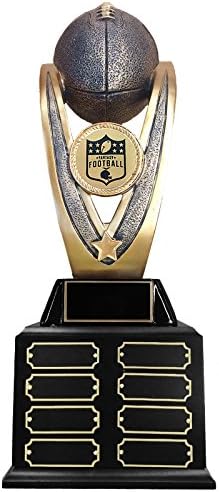SHOP AWARDS AND GIFTS Customizable 20 Inch Antique Gold Resin Finish Perpetual Fantasy Football Trophy, Includes Personalization