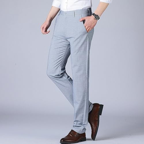 Men's Summer Lightweight Casual Dress Pants Straight Fit Cotton Linen Suit Pants Stylish Comfortable Work Pants​4