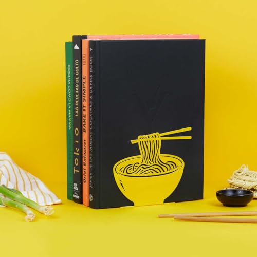 Balvi Buchstütze Ramen Gelb Farbe Originelles Design in Form eines Ramen Metall